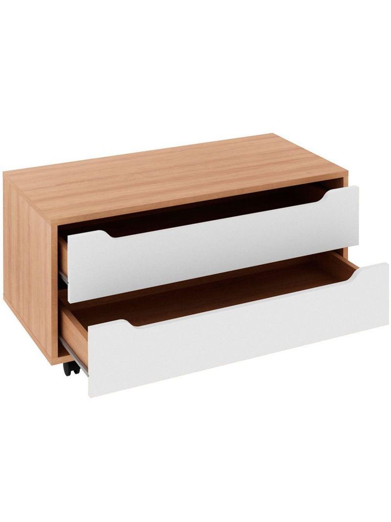 Balcão Para Gabinete De Banheiro 2 Gavetas E Rodízios Amêndoa/branco