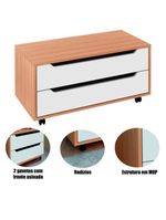 Balcão Para Gabinete De Banheiro 2 Gavetas E Rodízios Amêndoa/branco