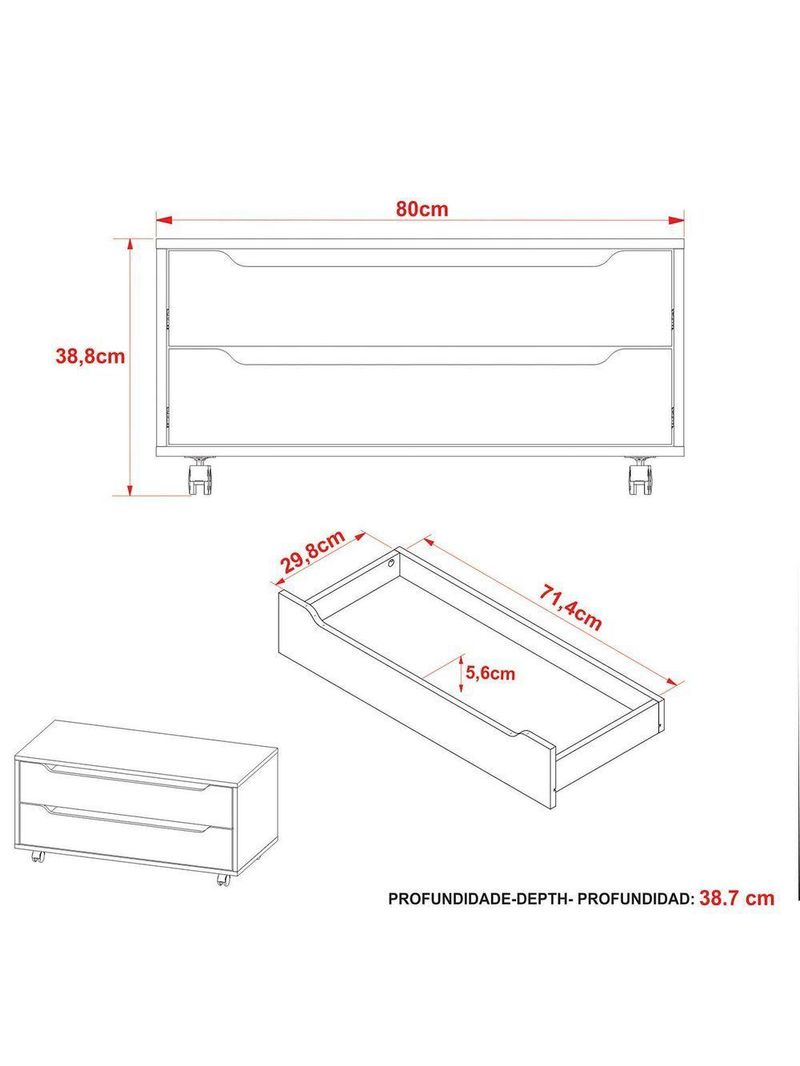 Balcão Para Gabinete De Banheiro 2 Gavetas E Rodízios Amêndoa/branco