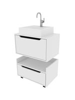 Kit Balcão E Gabinete De Banheiro Com Cuba 1 Porta 1 Gaveta Branco