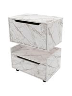 Kit Balcão E Gabinete De Banheiro 1 Porta 1 Gaveta E Rodízio Mármore Branco