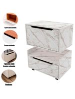 Kit Balcão E Gabinete De Banheiro 1 Porta 1 Gaveta E Rodízio Mármore Branco
