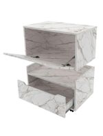 Kit Balcão E Gabinete De Banheiro 1 Porta 1 Gaveta E Rodízio Mármore Branco