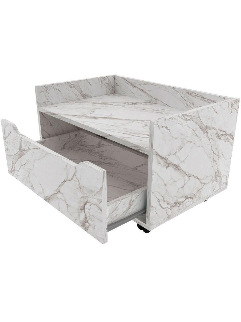 Balcão Para Gabinete De Banheiro 1 Gaveta Com Rodízio Mármore Branco