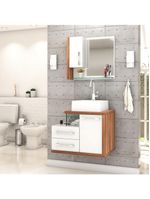 Gabinete Para Banheiro C-cuba Q355 E Espelheira Legno 650 Branco Chess C-nogal