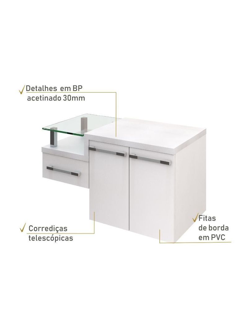 Gabinete Para Banheiro Com Espelheira Legno 830 Sem Cuba Branco Chess C-branco Chess