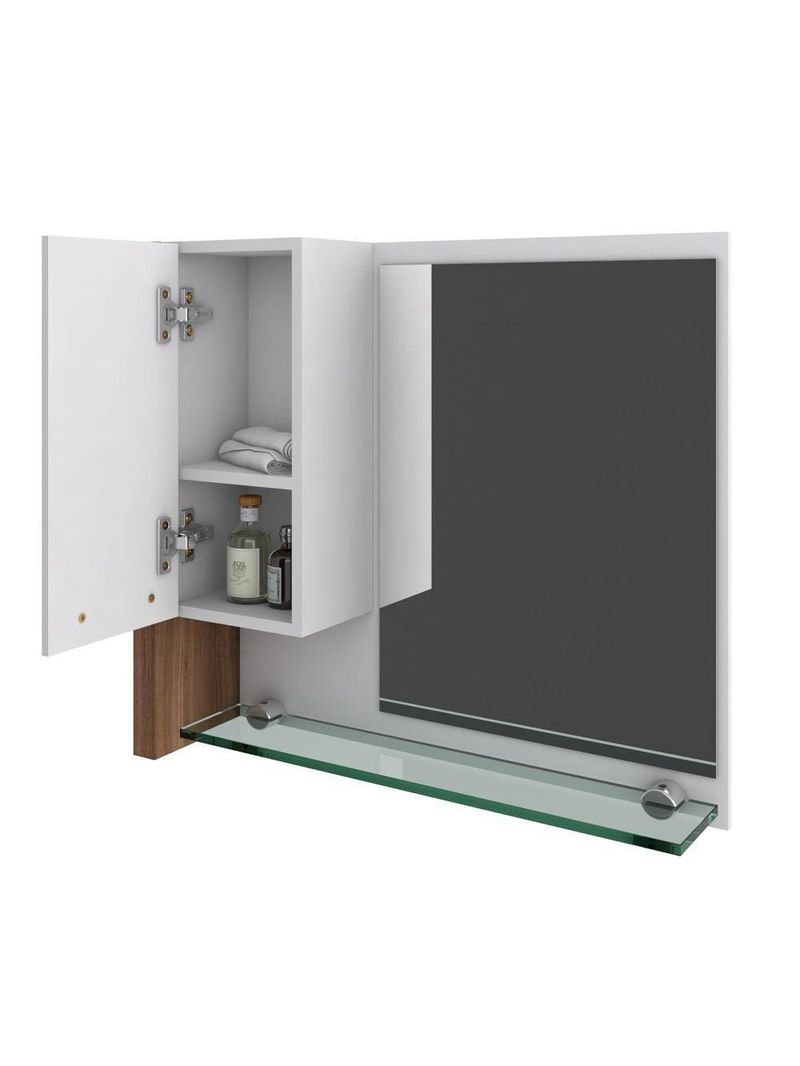 Gabinete Para Banheiro C-cuba Q355 E Espelheira Legno 650 Branco Chess C-nogal