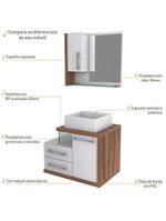 Gabinete Para Banheiro C-cuba Q355 E Espelheira Legno 650 Branco Chess C-nogal