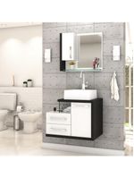 Gabinete Para Banheiro C-cuba Q355 E Espelheira Legno 650 Branco Chess C-preto ônix