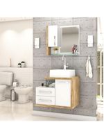 Gabinete Para Banheiro C-cuba Q355 E Espelheira Legno 650 Branco Chess C-carvalho