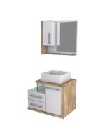 Gabinete Para Banheiro C-cuba Q355 E Espelheira Legno 650 Branco Chess C-carvalho