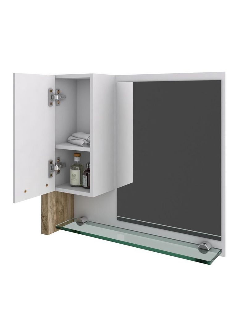 Gabinete Para Banheiro C-cuba Q355 E Espelheira Legno 650 Branco Chess C-carvalho