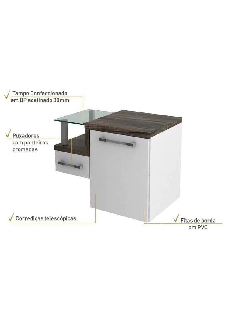 Gabinete Armario Para Banheiro Legno 630 (somente Balcao) Branco Chess C-carvalho Dark