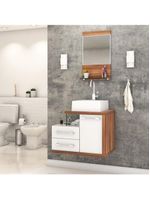 Gabinete Para Banheiro C-cuba Q355 E Espelheira Legno 651 Branco Chess C-nogal