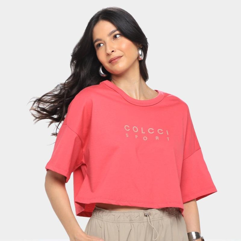 Camiseta colcci cropped feminina