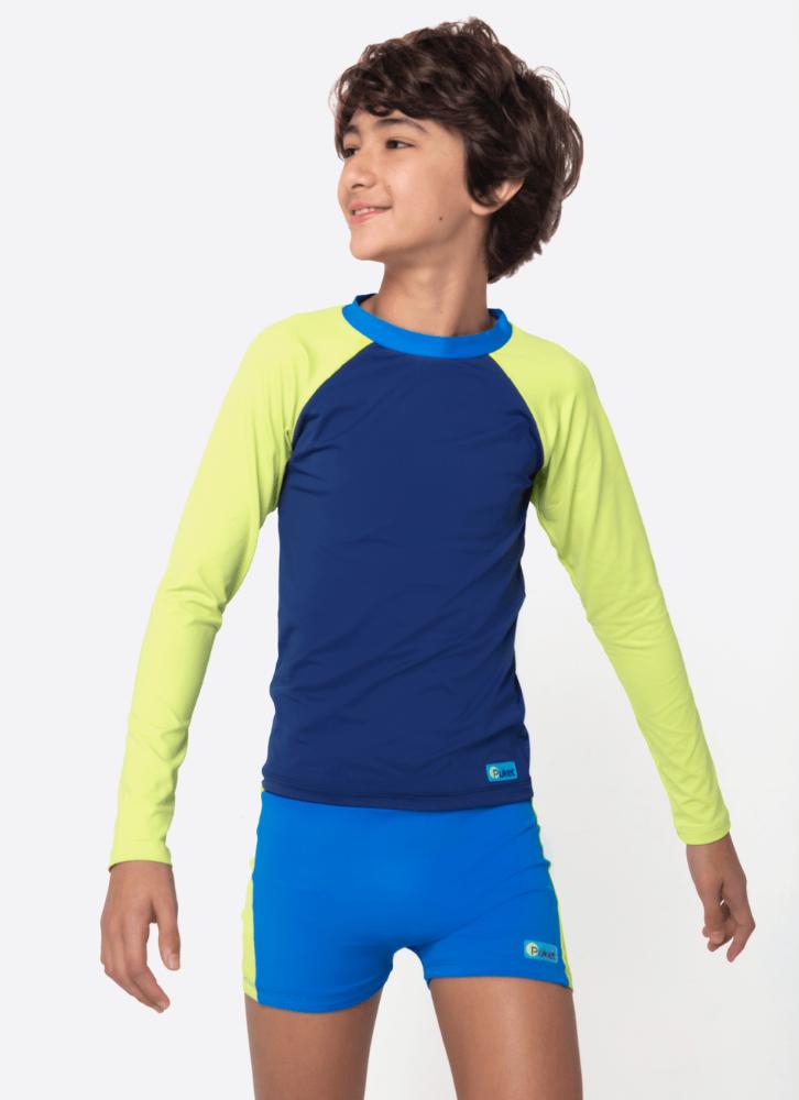 Camiseta manga longa menino teen color block