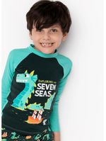 Camiseta praia com proteção solar menino dragão