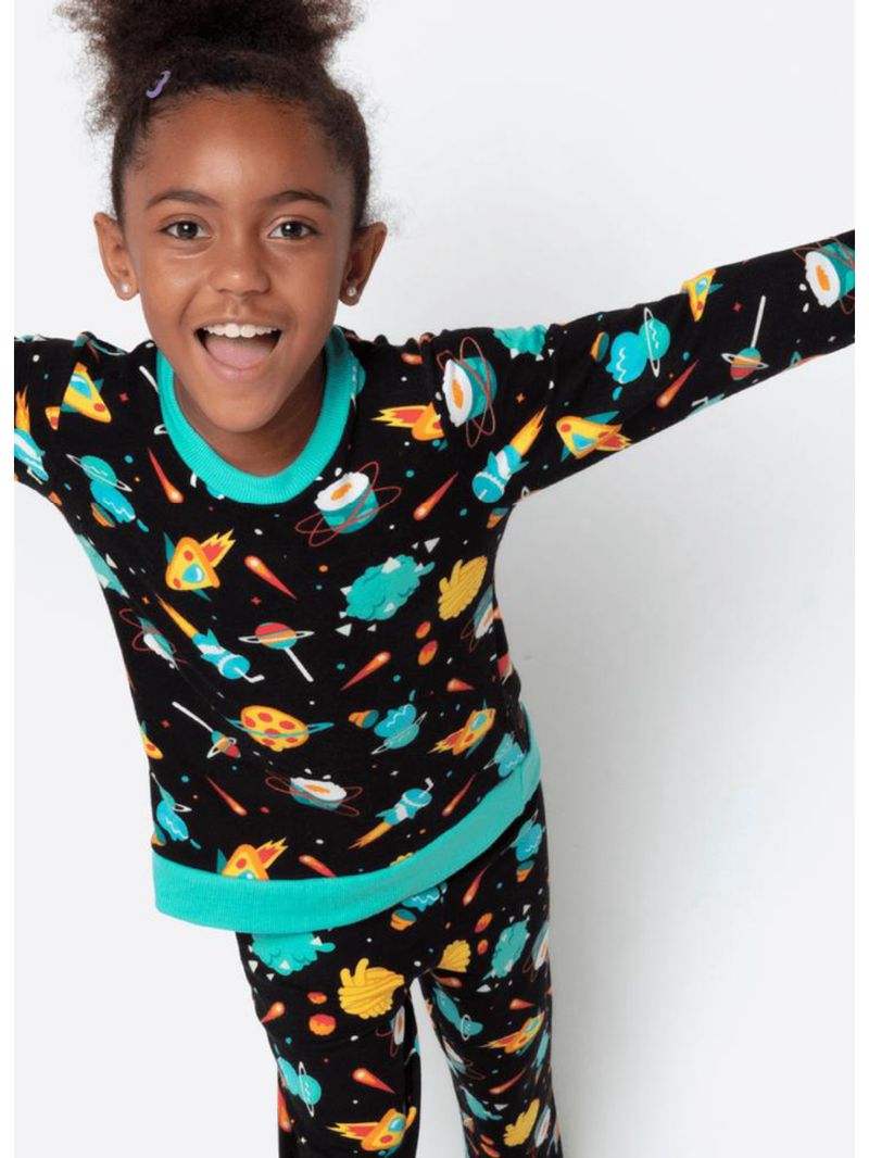 Pijama manga longa ultra visco unissex kids space food