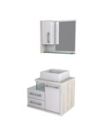 Gabinete Para Banheiro C-cuba Q355 E Espelheira Legno 650 Branco Chess C-snow