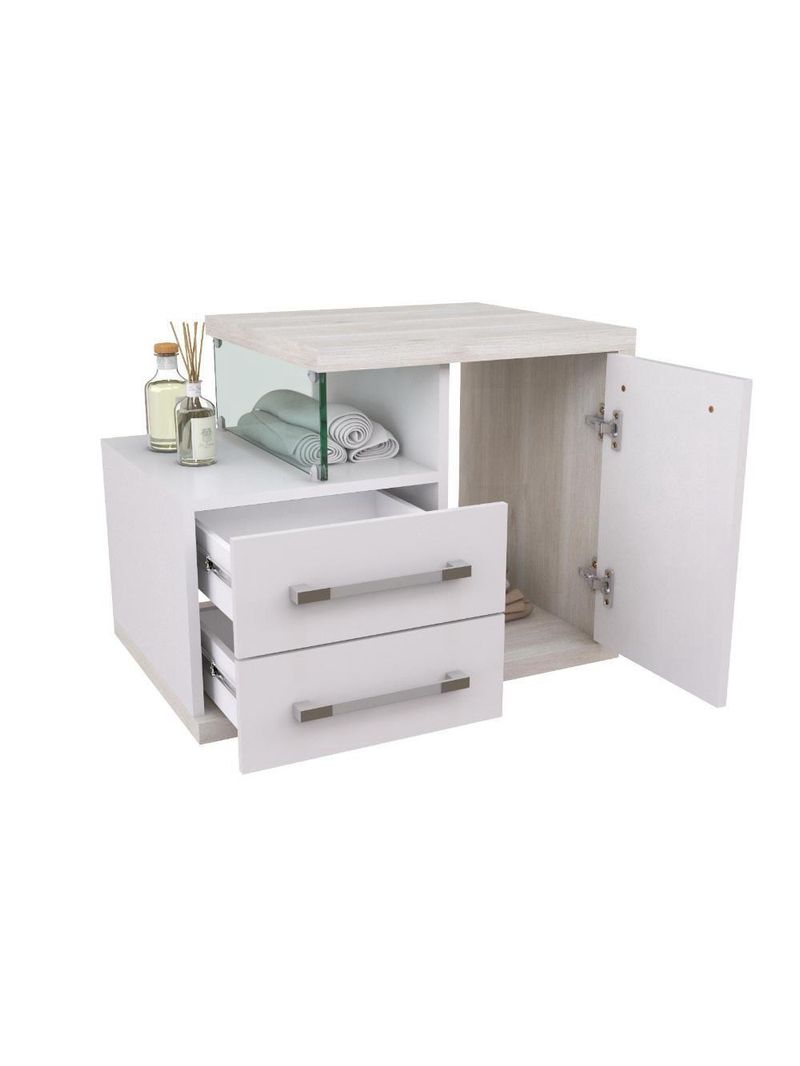Gabinete Para Banheiro C-cuba Q355 E Espelheira Legno 650 Branco Chess C-snow