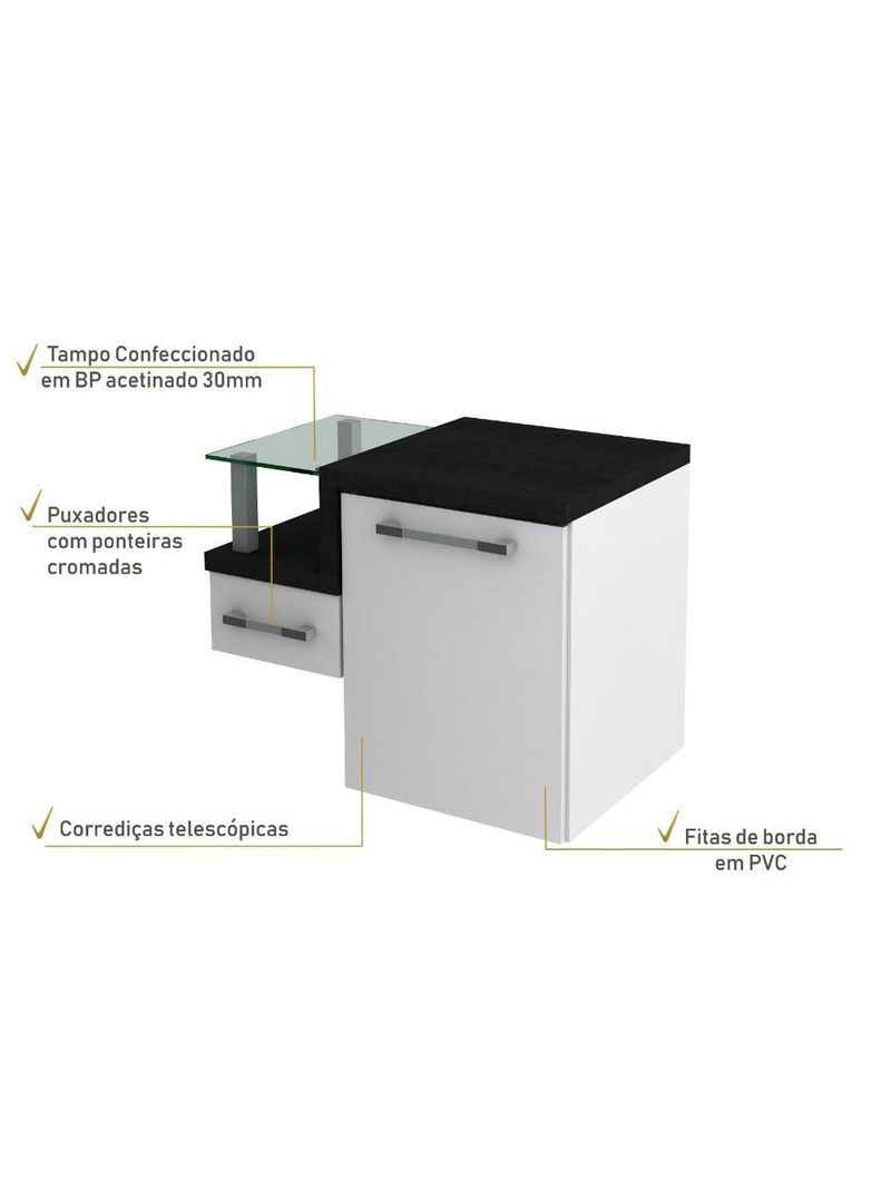 Gabinete Armario Para Banheiro Legno 630 (somente Balcao) Branco Chess C-preto ônix