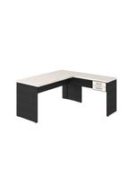 Mesa Para Escritório Em L 1,60x1,60m Tampo E Pés 30mm C-gav Snow C-preto ônix