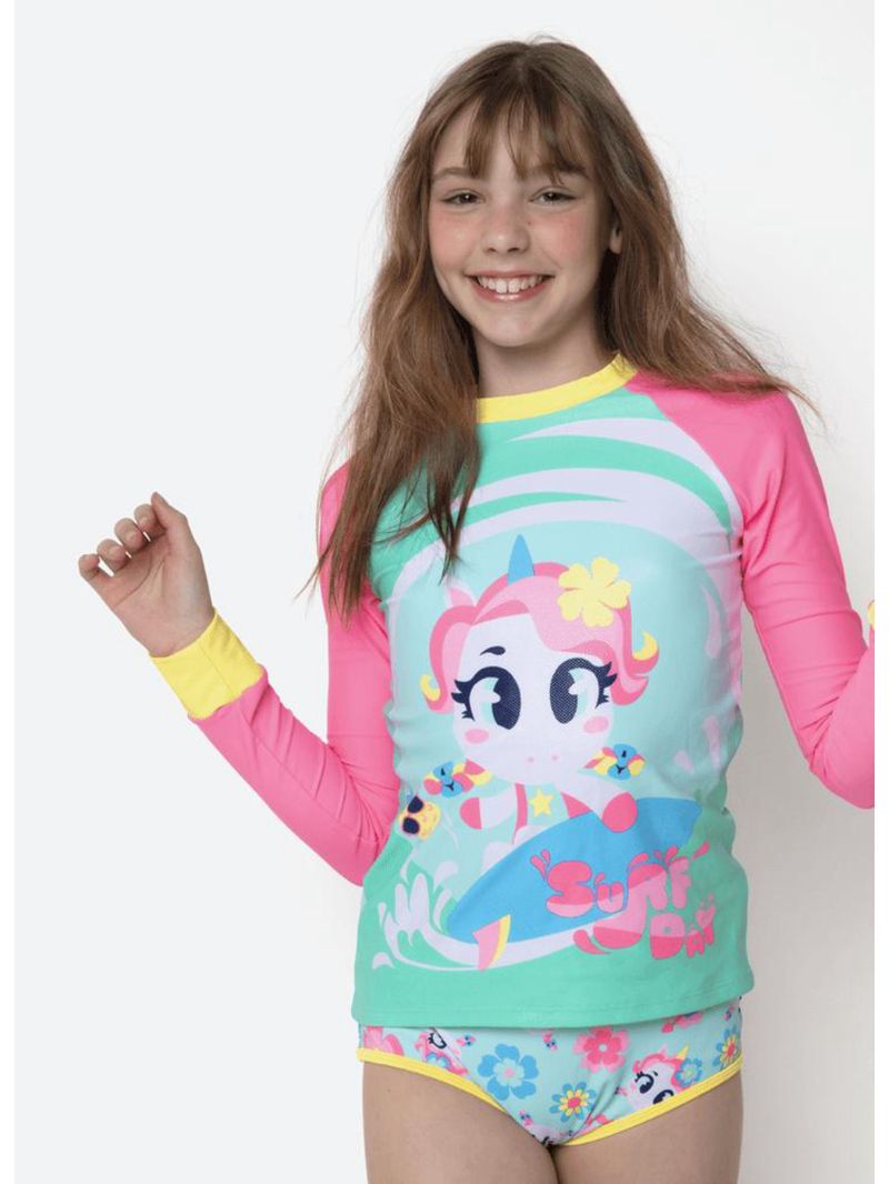 Camiseta menina teen unicórnio aloha
