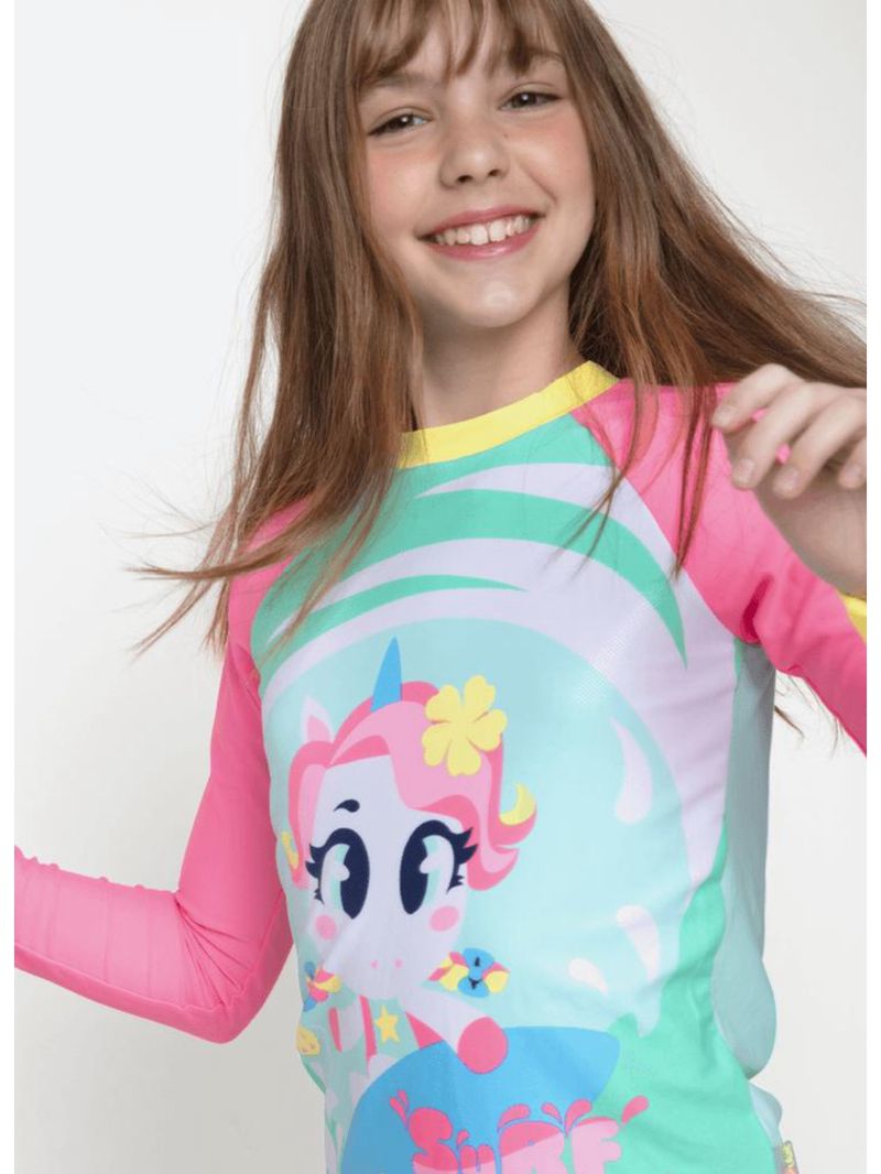 Camiseta menina teen unicórnio aloha