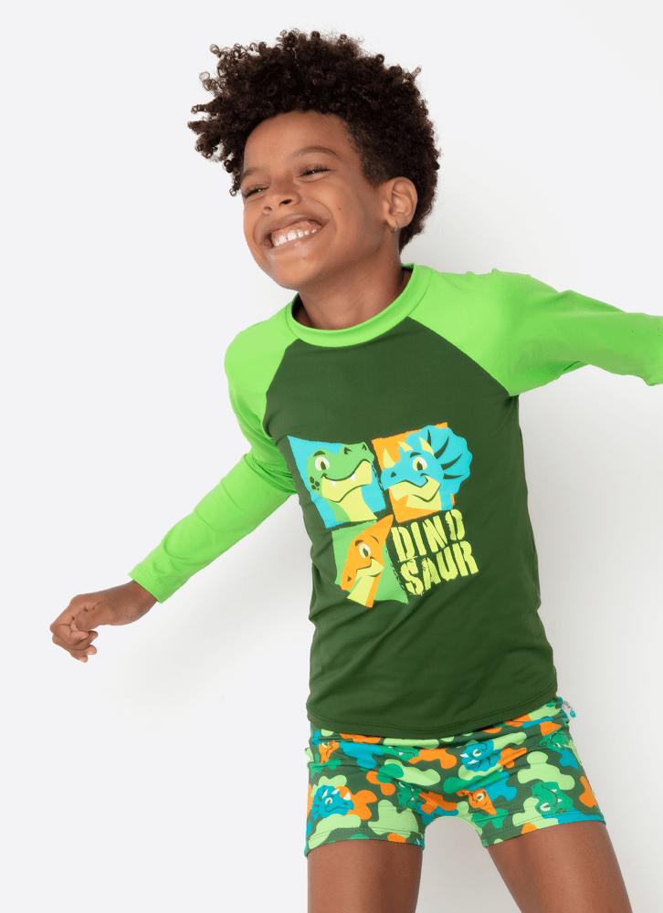 Camiseta manga longa menino teen dino trio
