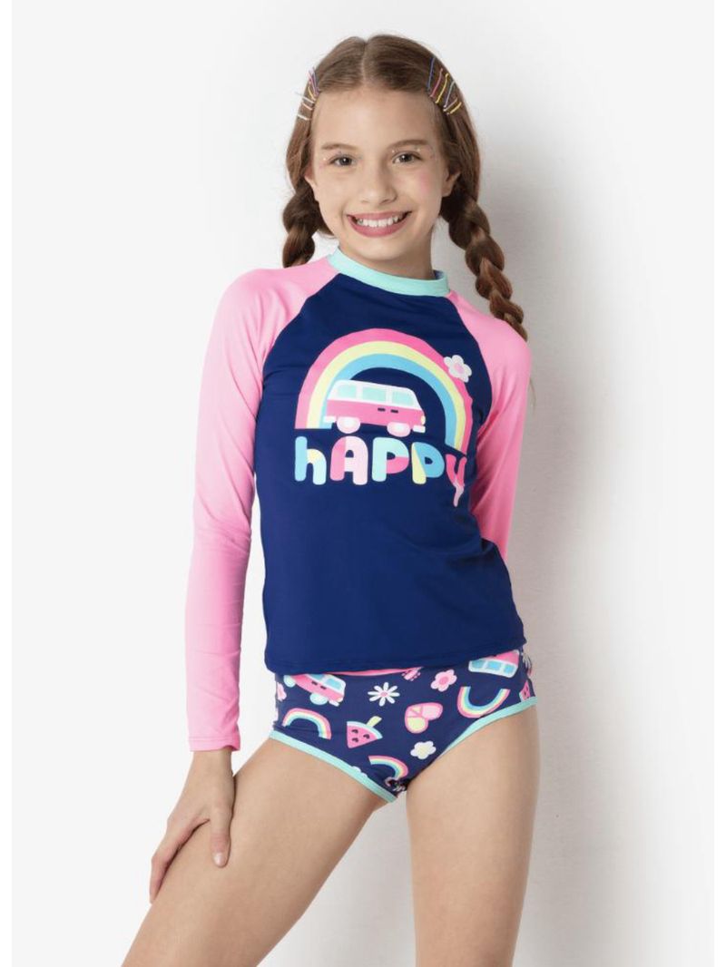 Camiseta manga longa menina teen gata fun