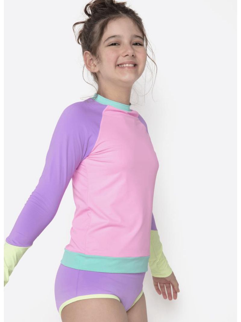 Camiseta manga longa menina teen color block