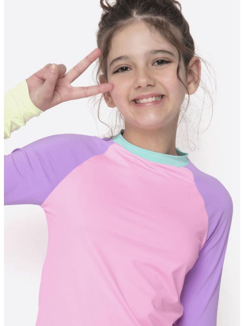 Camiseta manga longa menina teen color block