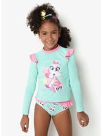 Camiseta manga longa com proteção solar menina unicórnio popstar