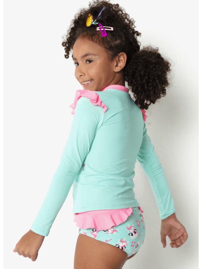 Camiseta manga longa com proteção solar menina unicórnio popstar