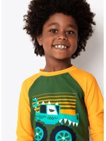 Camiseta manga longa com proteção térmica menino monster truck