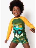 Camiseta manga longa com proteção térmica menino monster truck