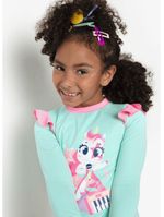 Camiseta manga longa com proteção solar menina unicórnio popstar