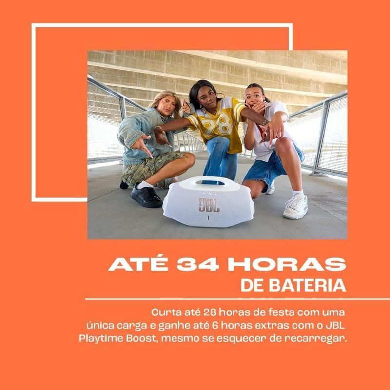 Caixa de Som JBL Boombox 4 210W Estéreo Bluetooth Bivolt Branco com Bateria Recarregavel 34 Horas
