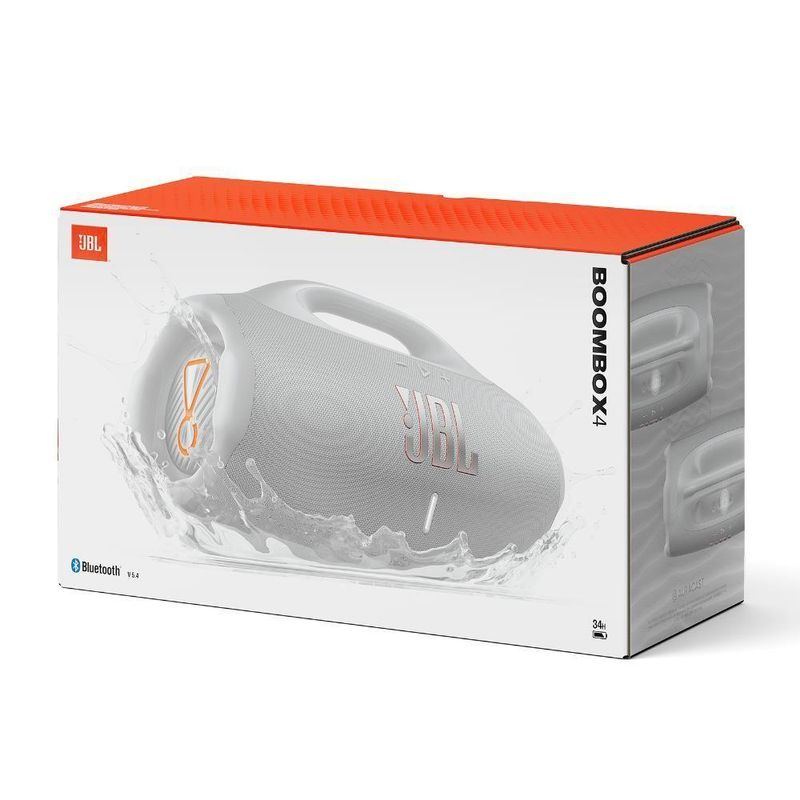 Caixa de Som JBL Boombox 4 210W Estéreo Bluetooth Bivolt Branco com Bateria Recarregavel 34 Horas