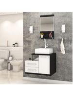 Gabinete Para Banheiro C-cuba Q355 E Espelheira Legno 651 Branco Chess C-preto ônix