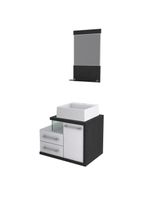 Gabinete Para Banheiro C-cuba Q355 E Espelheira Legno 651 Branco Chess C-preto ônix