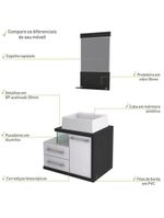 Gabinete Para Banheiro C-cuba Q355 E Espelheira Legno 651 Branco Chess C-preto ônix