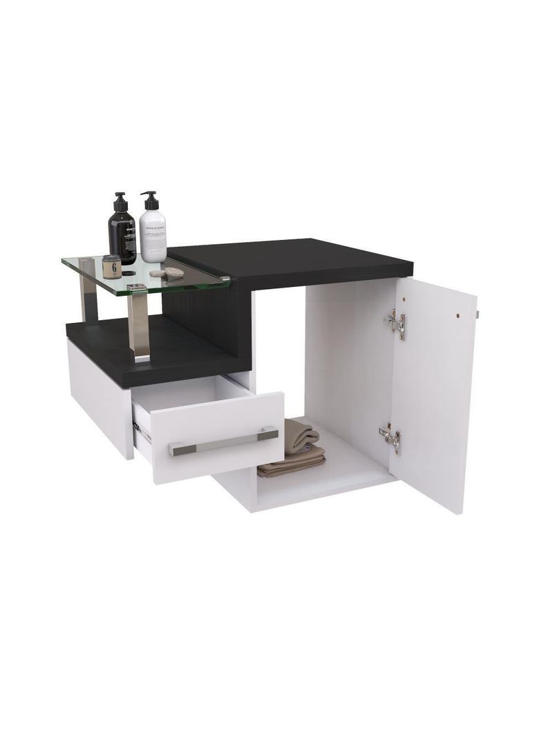 Gabinete Para Banheiro C-cuba Q355 E Espelheira Legno 651 Branco Chess C-preto ônix