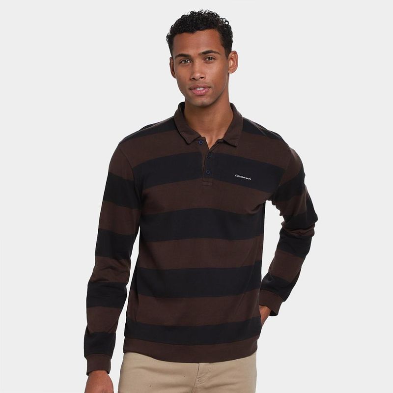 Camisa polo manga longa calvin klein rugby masculina
