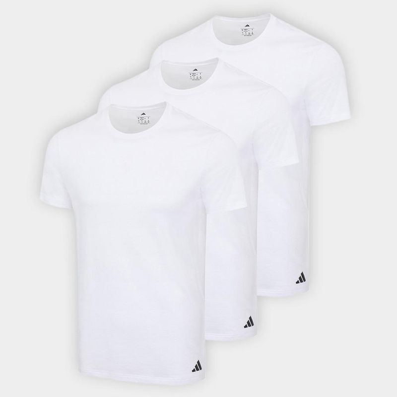 Kit camiseta adidas básicas 3 peças masculino