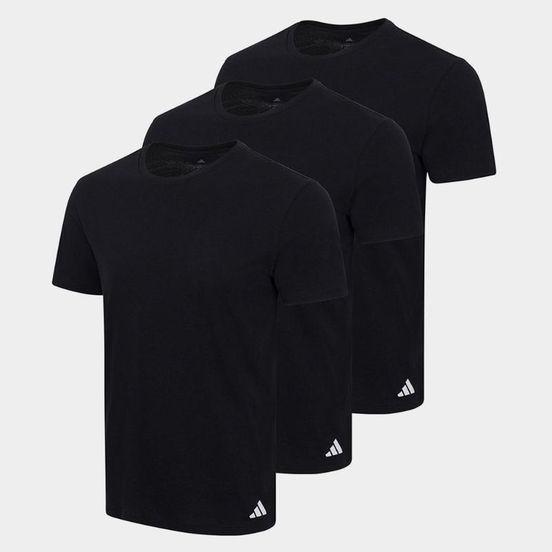 Kit camiseta adidas básicas 3 peças masculino