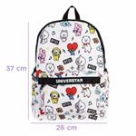 Mochila De Costa Escolar Personagens Bt21 Branca Bts