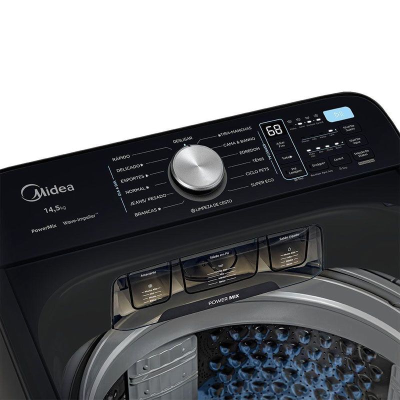 Lavadora de Roupas Midea 14,5 kg Wave Impeller Titanium 127V MA512W145/GK-04