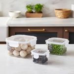 3 Potes Herméticos Quadrados Guardar Comida Freezer Microondas Geladeira Com Tampa Transparente
