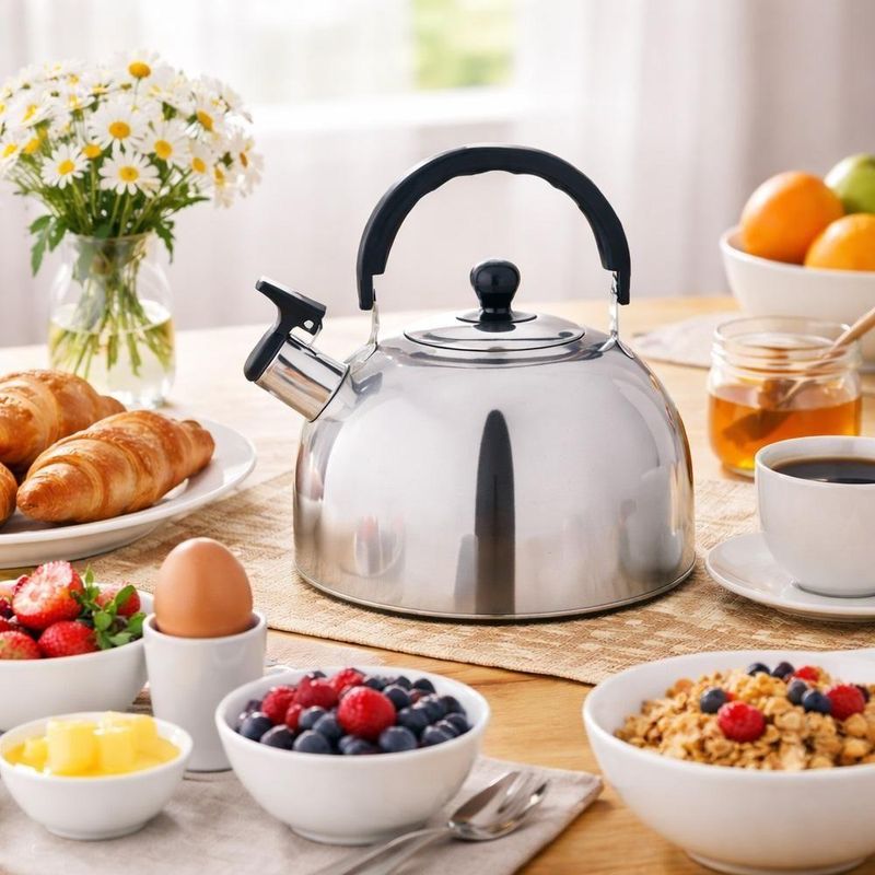 Chaleira Inox 1,5 Litros Com Apito Tampa Alca Bule Termico